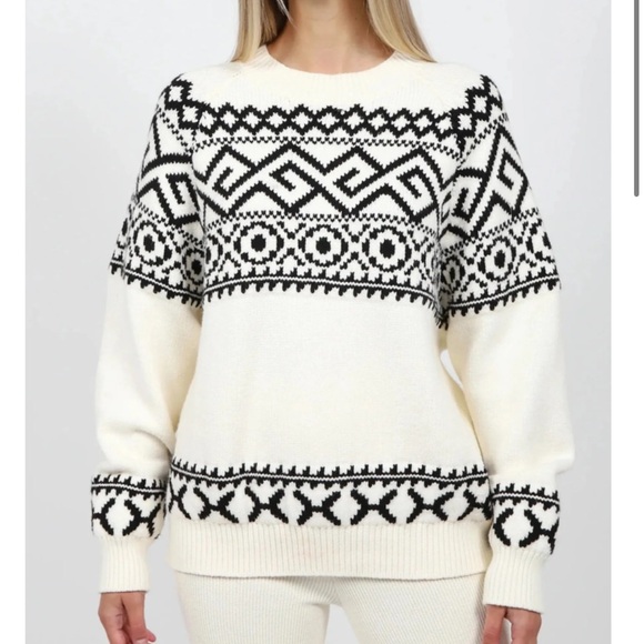 New Brunette The Label Canadian Viscose Blend Geometric Sweater RelaxedFit L/XL - Picture 2 of 9